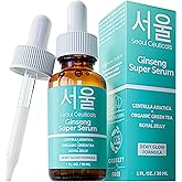 SeoulCeuticals Korean Skin Care Ginseng Serum - K Beauty Skincare with Green Tea + Centella + Royal Jelly - Cruelty Free & Organic for Dewy Glow 1oz