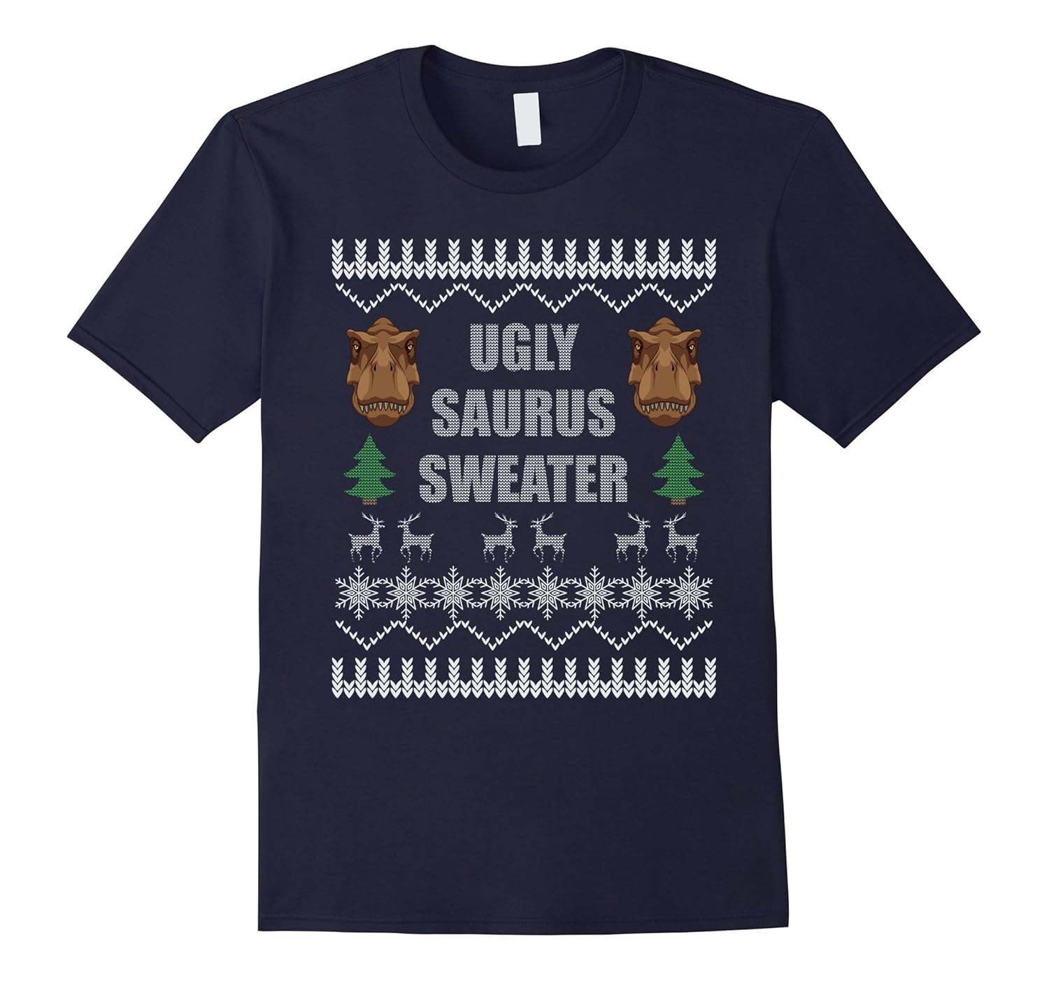 Ugly Saurus Sweater - Funny Dinosaur Christmas Pun T-Shirt-Rose