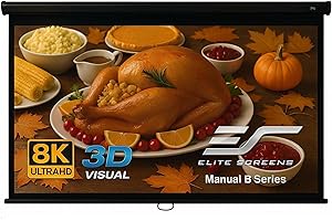 Elite Screens Manual Pull Down Projector Screen 110-INCH Home Movie Cinema Gaming Office Presentation, ISF Certified, Auto-Lock Mechanism, 4K / 8K 3D Ultra HDR HD Ready, M110H