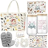 4MELLY 7 Pcs Cat Mom Gifts for Women Cat Lover Gifts for Pet Owner Best Cats Mom Ever Gift for Birthday Mothers Day,Christmas Cats Themed Gift Basket with 16oz Coffee Glass
