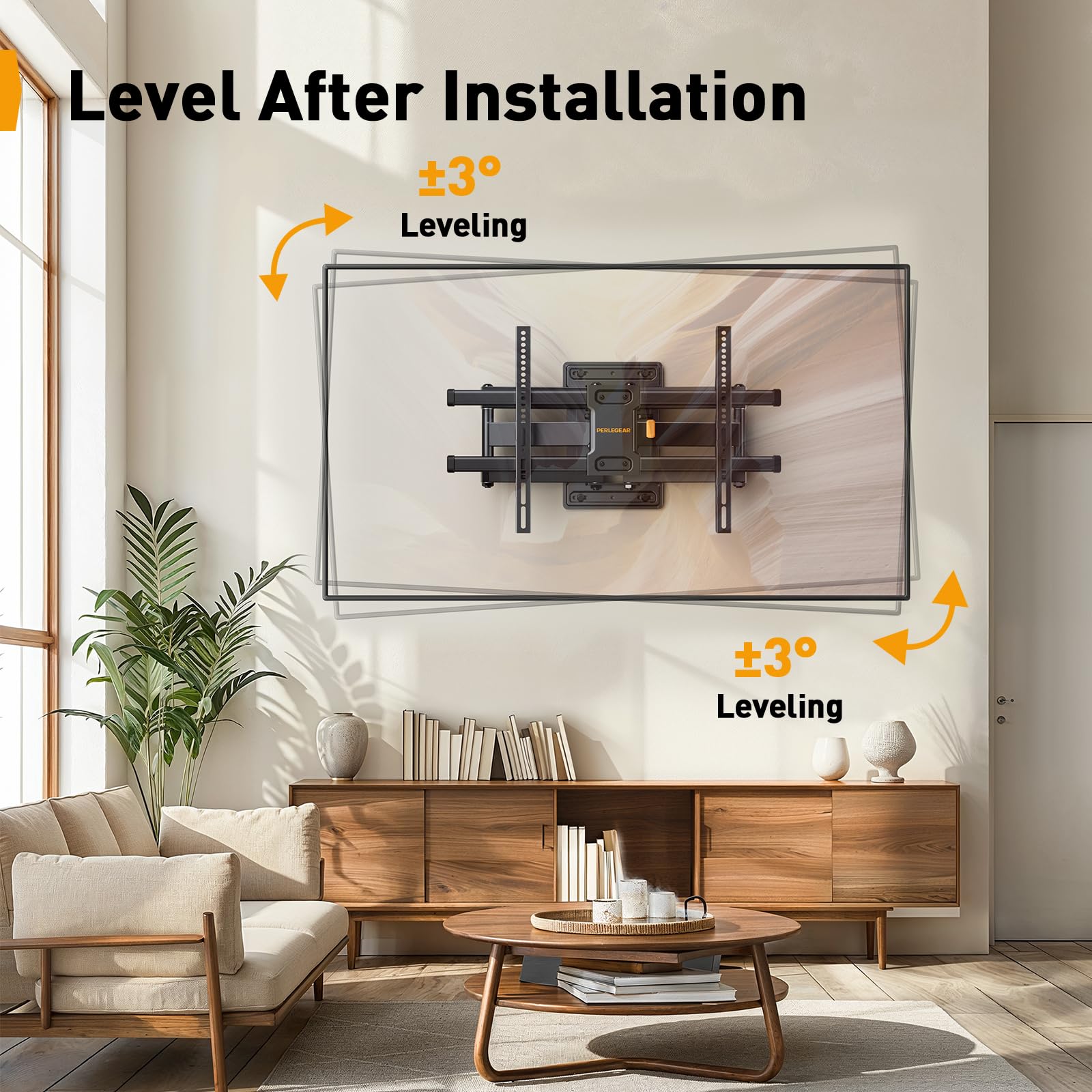 Perlegear TV Wandhalterung für 32-85 Zoll TVs bis zu 60 kg, Schwenkbar Neigbar Wandhalterung Fernseher, Fernseher Halterung mit werkzeugfreier Neigung, Max VESA 600x400mm, PGLF6 5