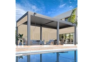 MELLCOM 10x20FT Louvered Pergola with 6 Pull-Down Screens, Aluminum Pergola with Adjustable Rainproof, Dark Gray