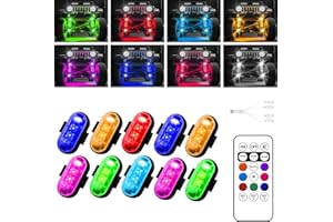 FURLERKAM Wireless LED Lights for Car, Wireless Rock Lights with 8 Colors 10 Modes,led Strobe Warning Light, Motorcycles, Boats, Camping, Bikes, Drones, Design in USA (10pcs Black)