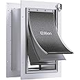 Pet Door for Wall Dog Door for Wall, 3-Flap Doggie Door with Insulation, All-Metal Frame and Telescoping Tunnel, Pets Up to 40 Lb (Medium Size)