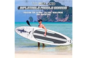 TRU ISLAND TRUISLAND Inflatable Paddle Board, Stand Up Paddle Board with Backpack, Non-Slip Thickened Deckpad, Waterproof Phone Case, Leash, Paddle, Hand Pump
