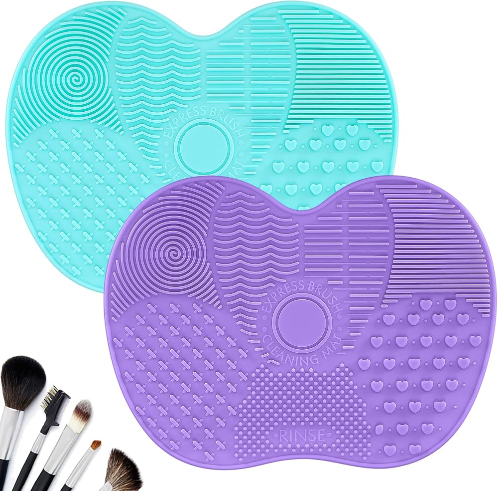 2 Pcs Silicone Make Up Brush Cleaning Mat, Makeup Brush Cleaner Mats | silicone makeup brush cleaner,Cosmetic Cleaning Pads,