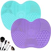 2 Pcs Silicone Make Up Brush Cleaning Mat, Makeup Brush Cleaner Mats | silicone makeup brush cleaner,Cosmetic Cleaning Pads, Portable Washing Tool with Suction Cup for Makeup Cosmetic Brushes