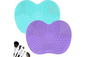 HexinYigjly 2 Pcs Silicone Make Up Brush Cleaning Mat, Makeup Brush Cleaner Mats, Cosmetic Cleaning Pads, Portable Washing Tool with Suction Cup for Makeup Cosmetic Brushes