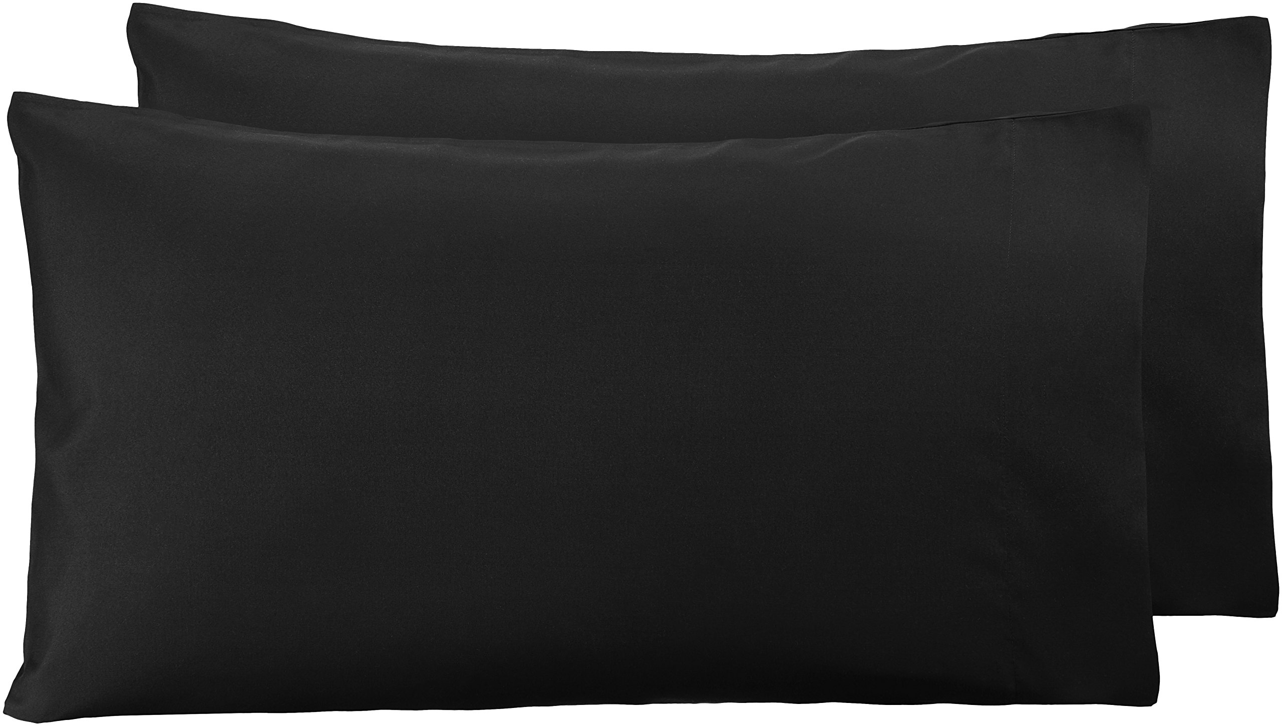 Amazon Basics Microfiber Pillowcases, Standard Size 50 x 80 cm (Pack of 2), Black, Pillows Not Included