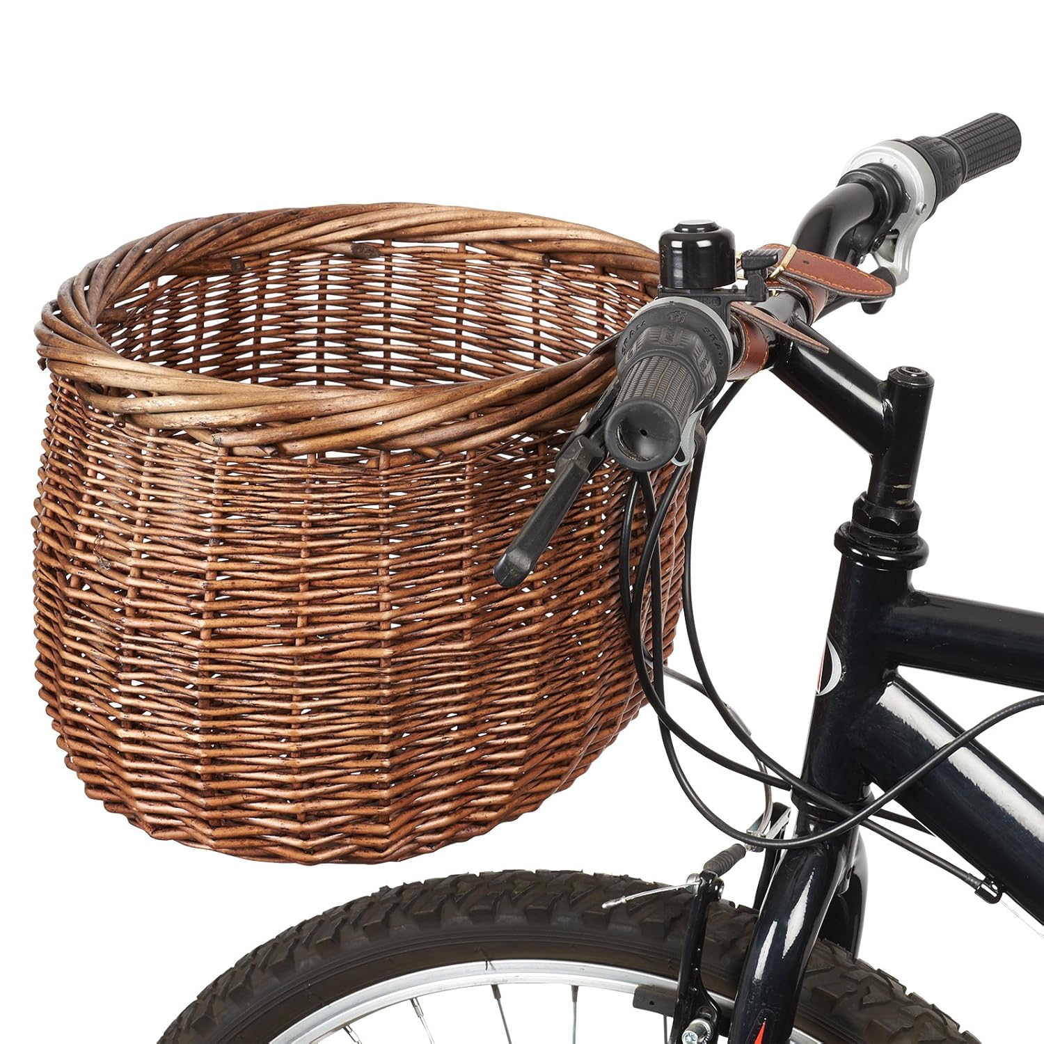 wicker bicycle basket leather straps