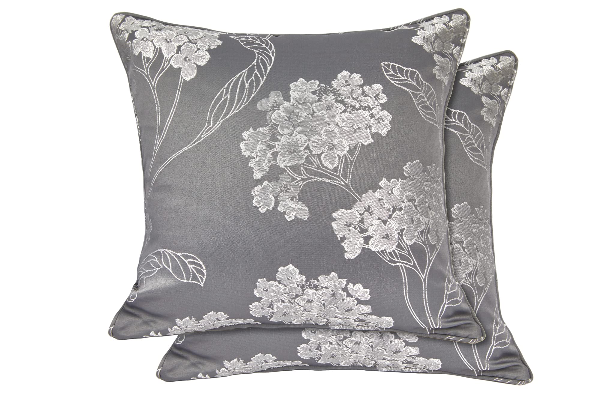 Emma Barclay Blossom - Jacquard Cushion Cover in Silver - 17x17 (43x43cm)