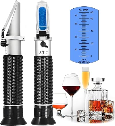 V Hand-held Alcohol Refractometer 0-80% v/v Tester