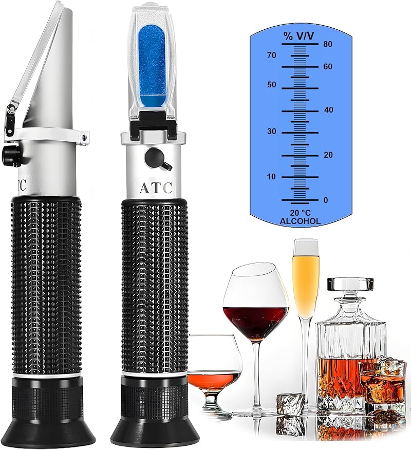 V Hand-held Alcohol Refractometer 0-80% v/v Tester