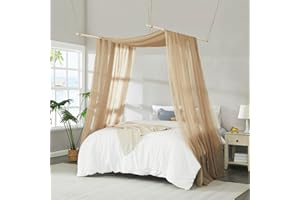 Warm Home Designs Set of 2 Taupe Brown Canopy Bed Curtains in 55 x 144 Inch Size. 2 Twin Bed Canopy Curtains Can Be Turned Into Bed Scarves, Kids Bed Tent, Bed Canopy for Girls. BF Double Taupe 144"