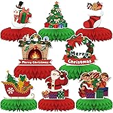 Christmas Party Decorations,8 PCS KSKSPE Christmas Honeycomb Table Centerpiece 3D Christmas Theme Party Decor,Christmas stockings Santa Claus Elements