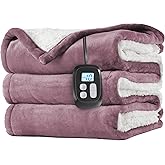 Electric Heated Blanket Full Size 72"x84", Dual-Sided Soft Flannel & Sherpa, LCD Display 10 Heat Settings with 1-12H Timer & Overnight Safe, Bed & Couch, Machine Washable, Purple
