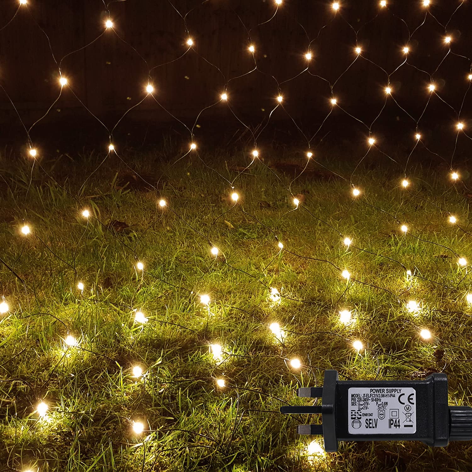 ANSIO® Net Lights Outdoor, 200 LED 2 x 2m Warm White Fairy Christmas Lights with Timer, Mains Powered Mesh Lights for Indoor Outdoor Xmas Trees, Windows, Garden Party Decorations [Energy Class G]