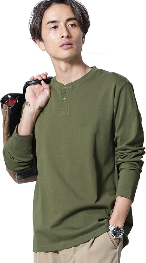 Amazon ナノユニバース イヤな臭いを軽減 Anti Smell ヘンリーネック ロングスリーブ Tシャツ メンズ Tシャツ カットソー 通販