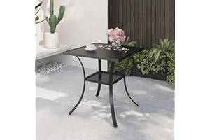 ARKOST Outdoor Square Dining Table for 2, 28" X 28" Patio Table Metal Patio Bistro Table for Lawn Garden Deck Balcony, Black