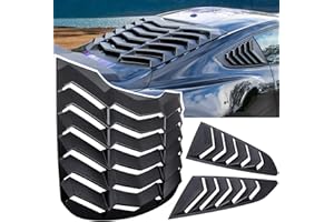 E-cowlboy Rear+Side Window Louvers for Ford Mustang 2015 2016 2017 2018 2019 2020 2021 2022 2023 Windshield Sun Shade Cover Vent GT Lambo Style Exterior Accessories All Weather ABS (Matte Black)