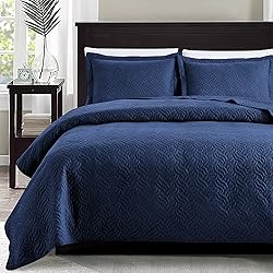 Love's cabin King Size Quilt Set Navy Blue