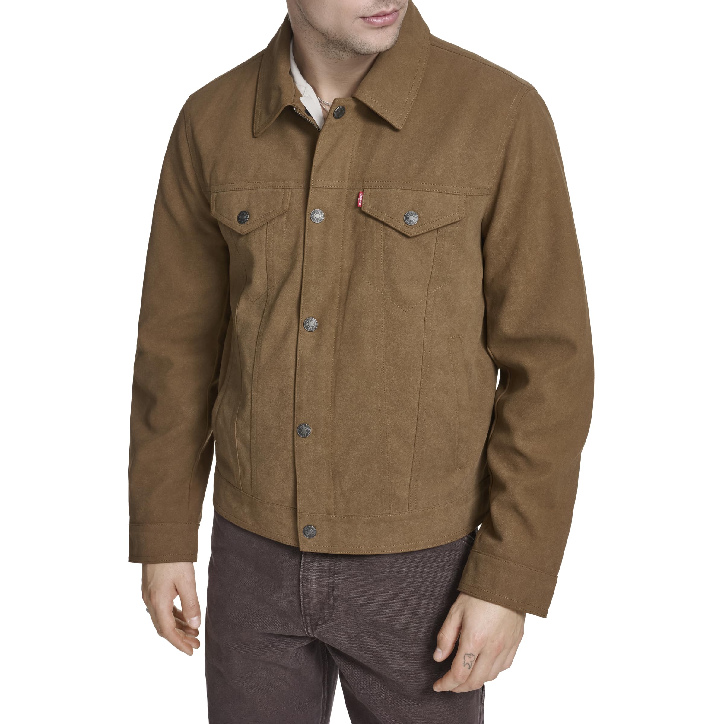 Levi's Men's Legacy Leather Classic Trucker Faux Suede Jacket, Toffee Faux Suede, Medium Image