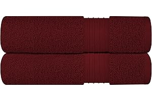Ashley Mills Bath Sheet Set of 2 - Super Soft Cotton Bath Sheet | Quick Dry Extra Large Bathroom Towels | Oversized Bath Sheet 500 GSM 35 x 70 in Burgundy