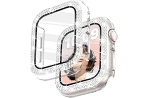 Newlibery Bling Watch Case with HD Screen Protector Women Compatible with Apple Watch 40mm Diamond Protective PC Face Cover Frame Protector for iWatch Series 6/5/4/SE/SE2/SE3 Clear