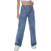 Tapata Women's 26"/28"/30"/32"/34" Cargo Jeans Straight Leg Short Petite Regular Tall Denim Relaxed Y2K Pants