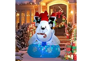 InfleasJoiy 6FT Polar Bear Inflatable Decoration with Built-in LED Lights and Colorful Flashing Lights, Christmas Outdoor Inflatable Decoration for Lawn, Yard, Garden, Patio