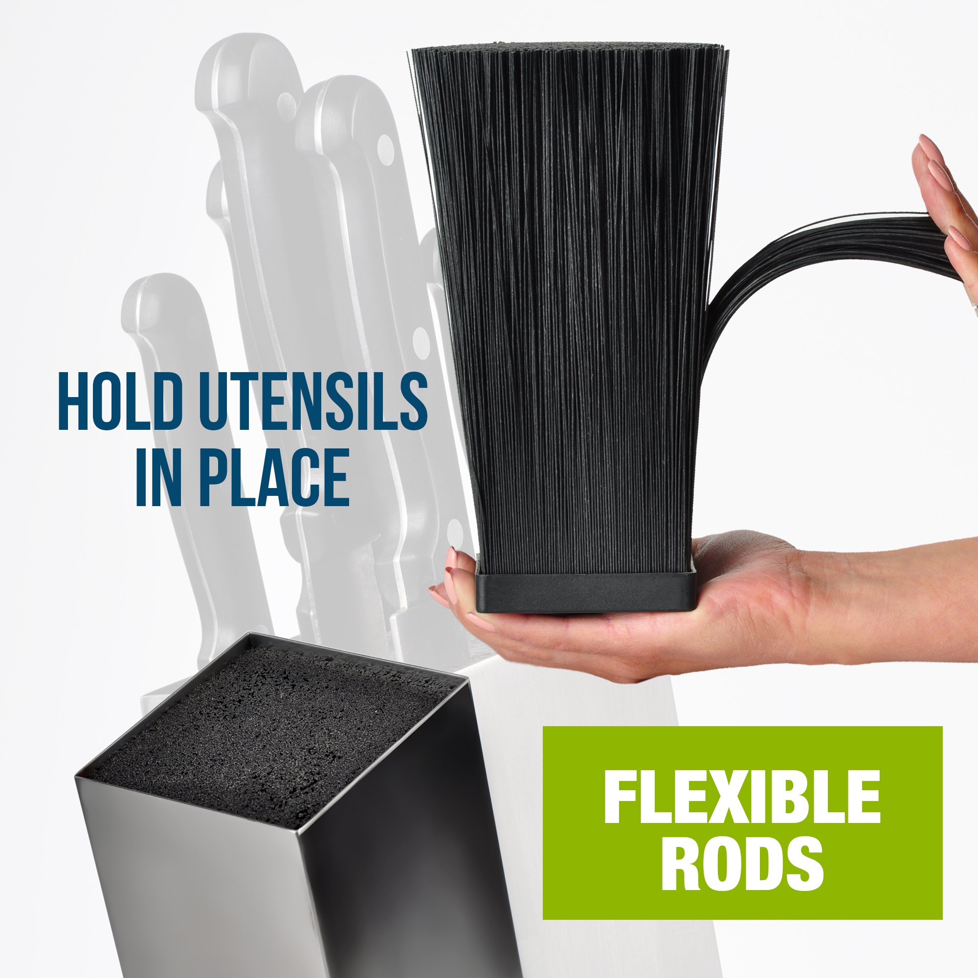 Knife Block - Knife Block Universal - Knife Block Stainless Steel - Knife Block Holder - Knife Block Kitchen - Knife Storage - Knife Organizer - Chefworld Knife Block