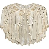 BABEYOND 1920s Shawl Wraps Sequin Beaded Evening Cape Bridal Shawl