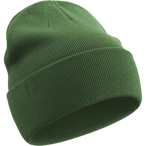 Green Alien Head Graphic Beanie - Cotton Blend Knit Cuff Hat For Men & Women - View #9