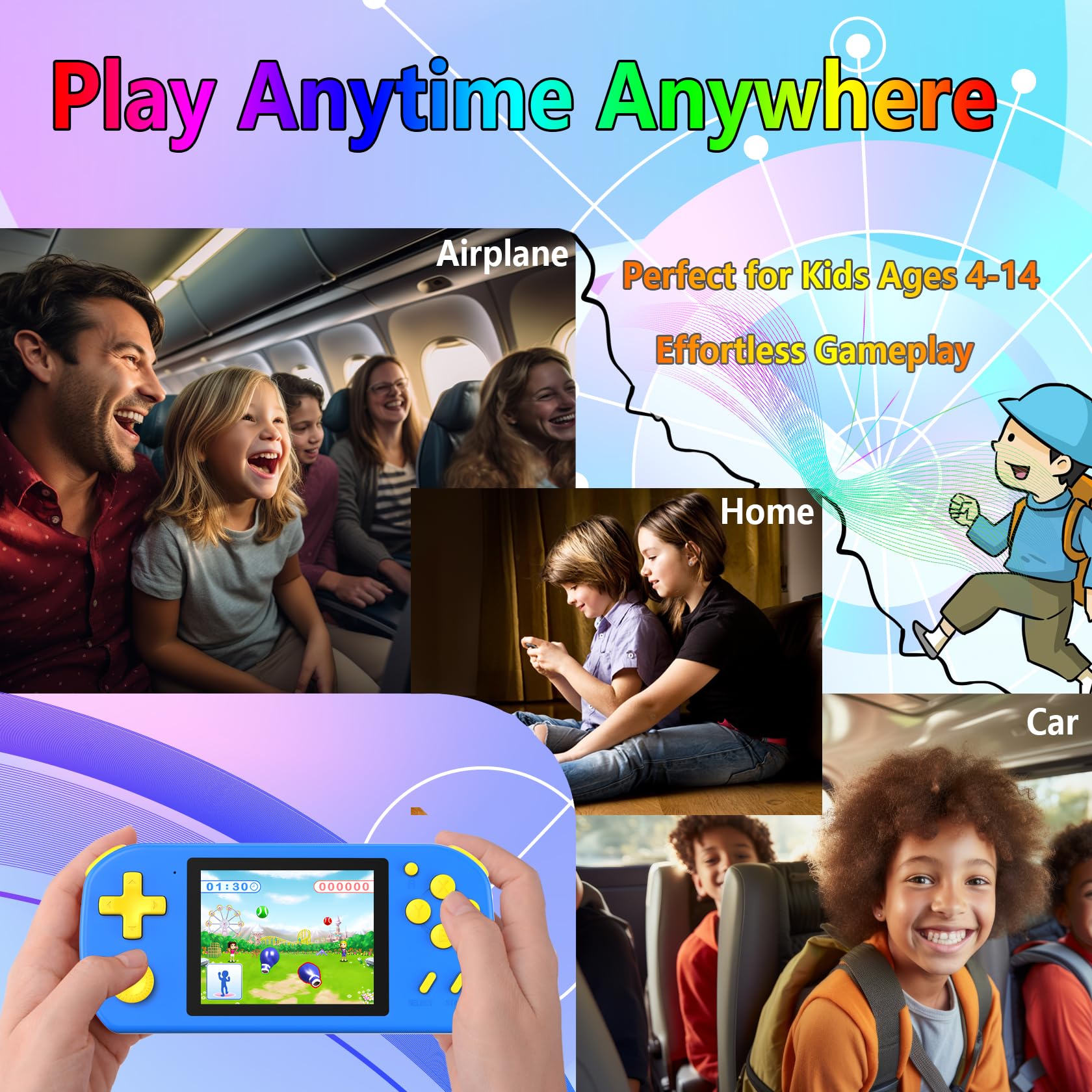 Handheld Games for Kids Preloaded 218 Retro Video Games, Portable Gaming System with 3.0