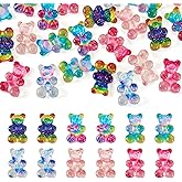 Spritewelry Colorful Resin Gummy Bear Charms & Cabochons - Glitter Flatback for DIY Earring Jewelry Making, Hairpins, Phone Case Decor