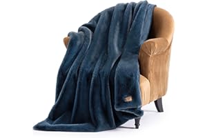 UGG Euphoria Plush Faux Fur Throw Blanket, Soft Warm Throw Blankets for Couch or Bed, Luxury Bedroom Decor, Giftable Holiday Blankets, Machine Washable, 50-inch x 70-inch, Indigo Blue