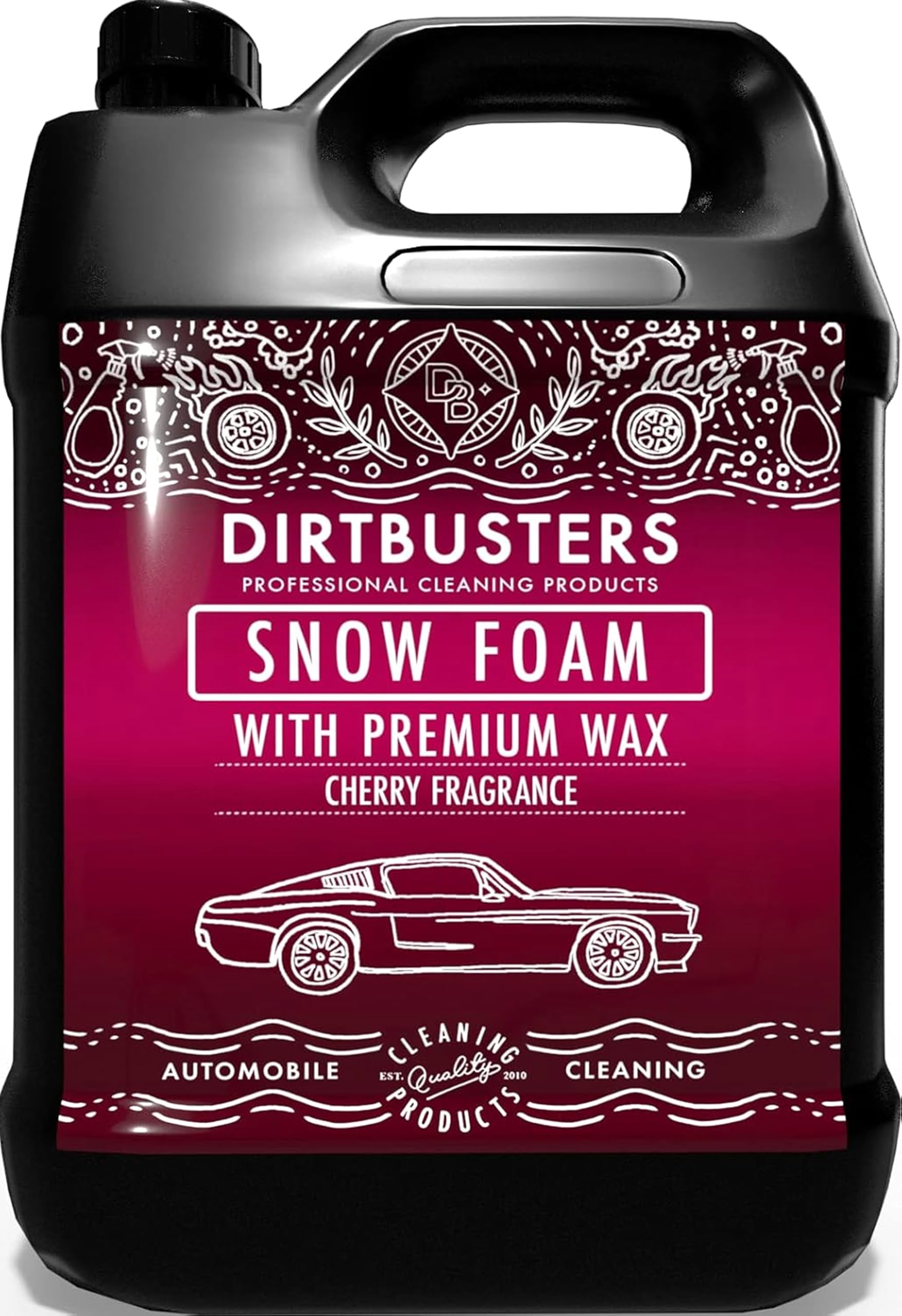 Dirtbusters Snow Foam (5L) Car Shampoo And Wax, Powerful Thick Foam Pre Wash Car Cleaner, Suitable For Cleaning Vehicle Exteriors, Cherry