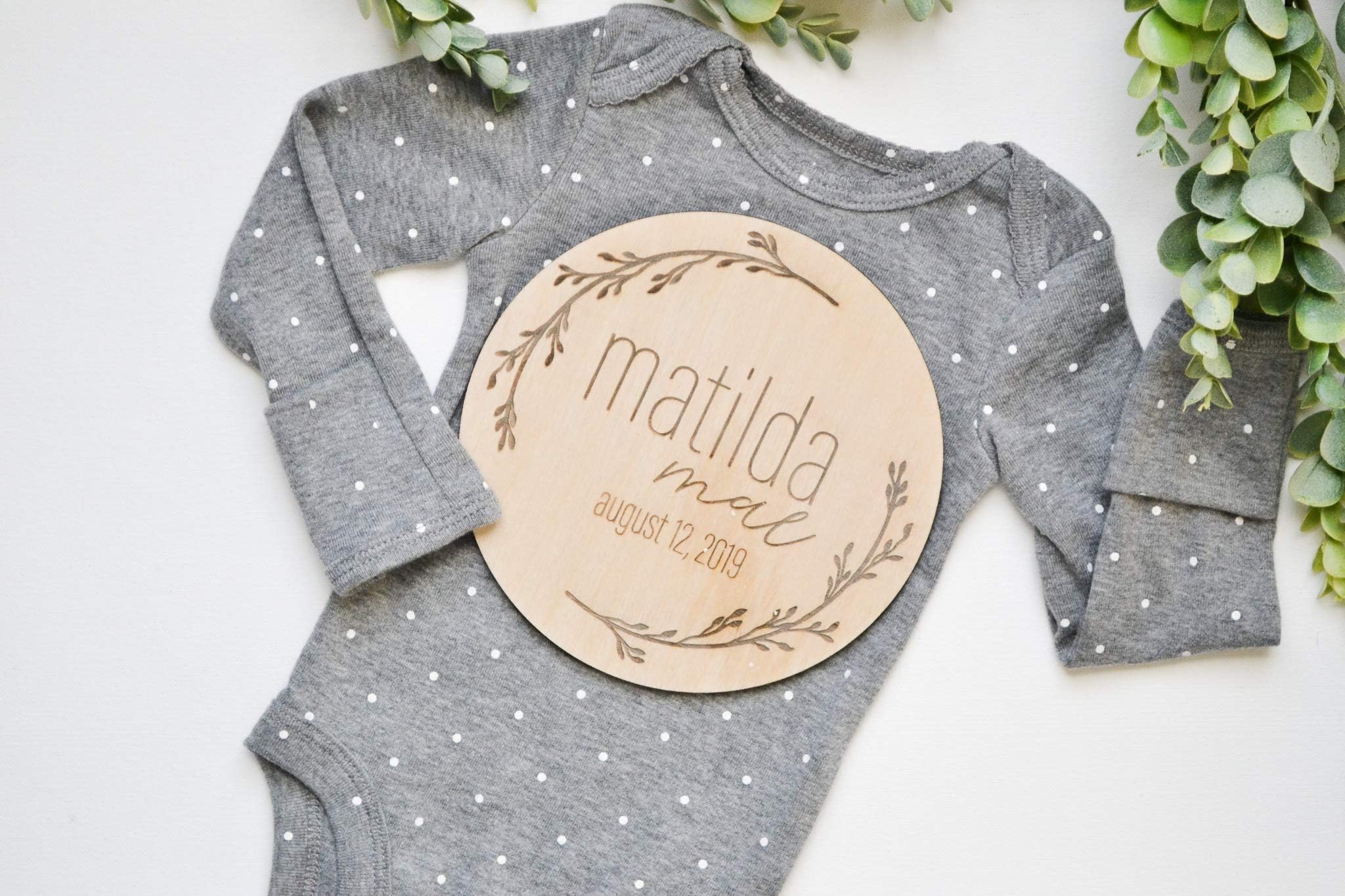 Three Arrows CollectiveBirth Announcement Baby Name Sign 6" Birch Wood Newborn Hospital Photo Prop Gender Reveal Baby Photo Props Name Announcement New Baby Sign