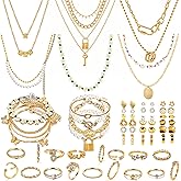 IXNEOP Gold Plated Jewelry Set for Women Fashion Costume Jewelry Necklace Bracelet Earrings Set for Christmas, Valentine's Day, Wedding
