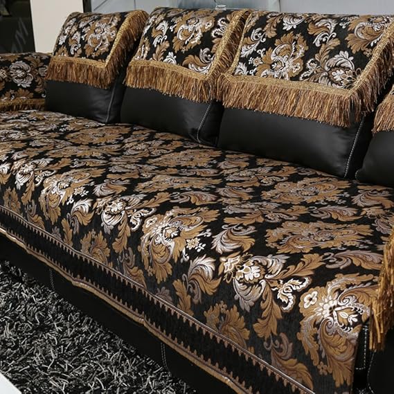 Black Leather Sofa Cushion/AntiSkid Leather Sofa Pad/Sofa Towel/Sofa SetsA 90x120cm(35x47inch