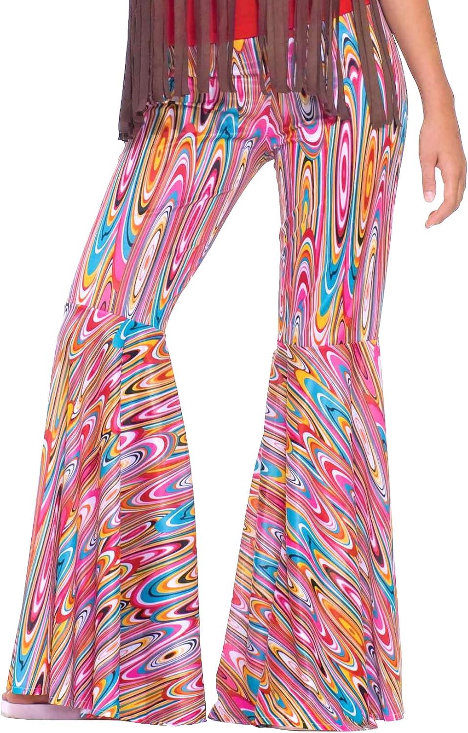 Forum Novelties Women's Generation Hippie Wild Swirl Bell-Bottom Costume Pants, Multi, One Size: Clothing