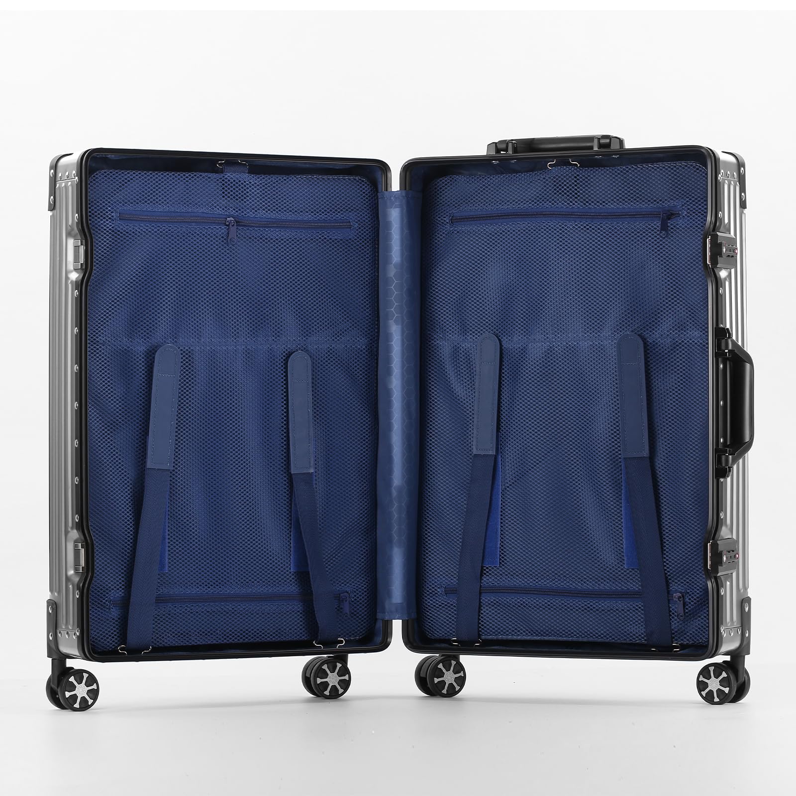 DwanNuts All Aluminum Carry On Luggage with Cup Holder TSA Lock, 22x14x9 Airline Approved Carry-On Hardside Suitcase with Spinner Wheels(20-lnch) (GREY)