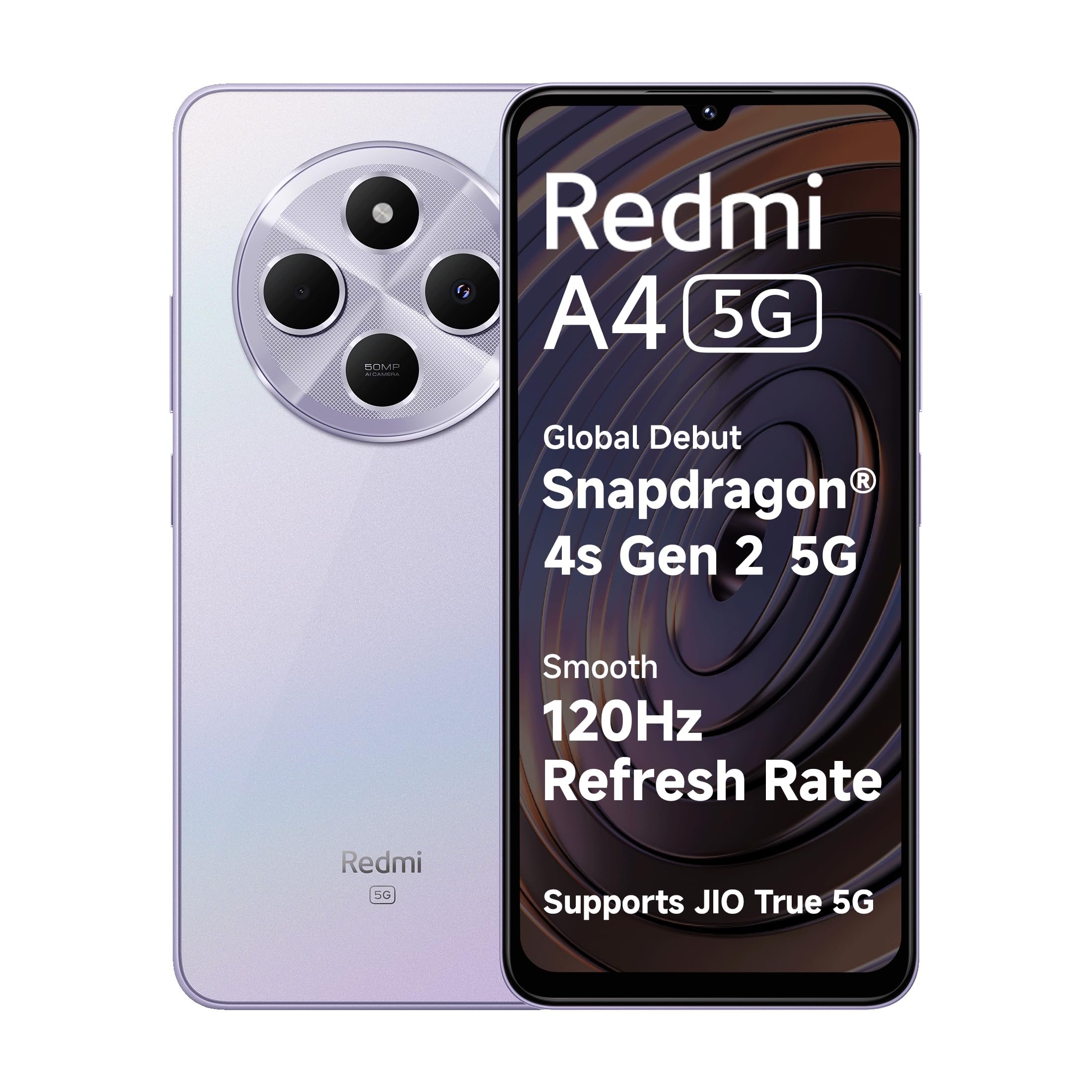 Redmi A4 5G (Sparkle Purple, 4GB RAM, 128GB Storage) | Segment Largest 6.88in 120Hz | 50MP Dual Camera | 18W Fast Charging | Charger in the Box