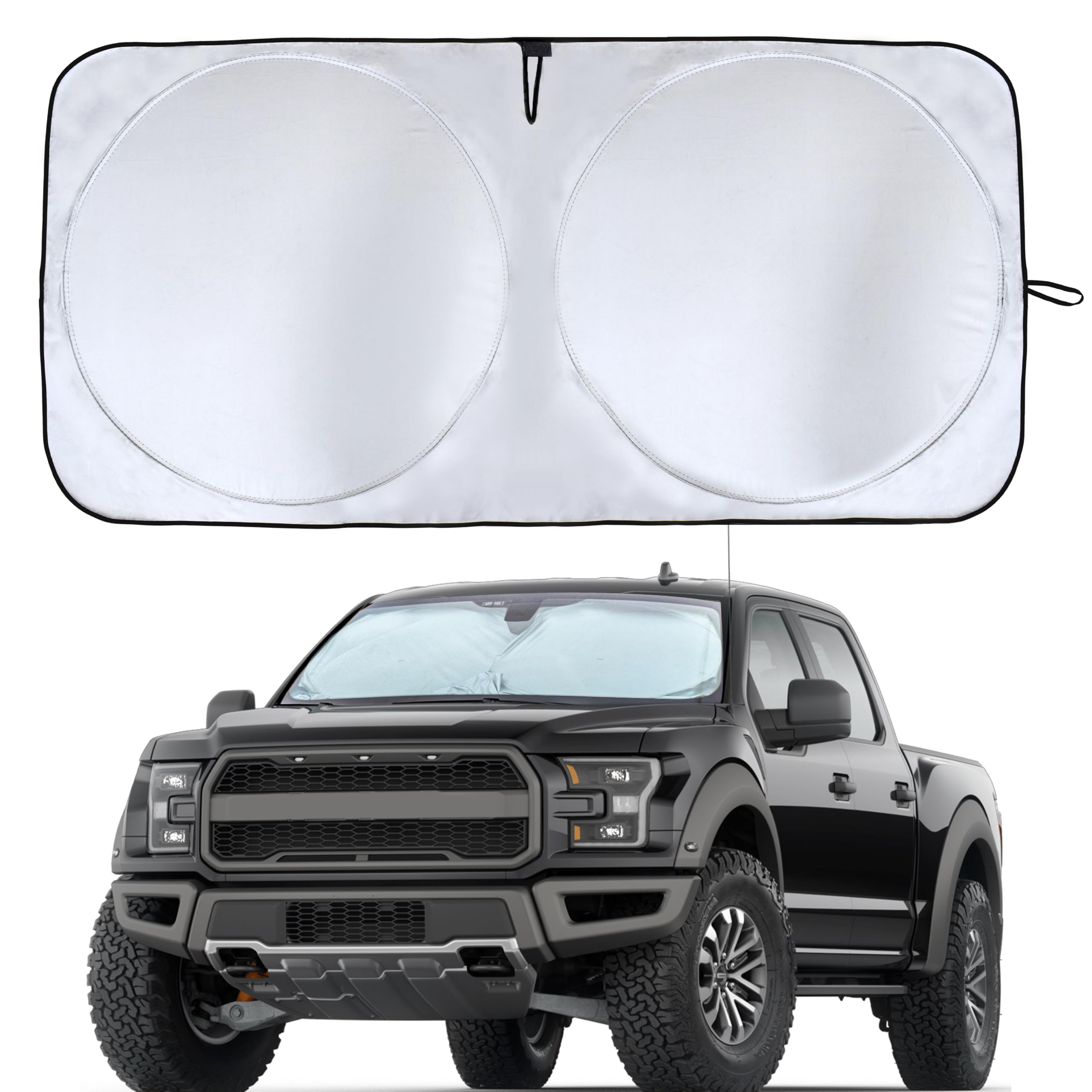 Photo 1 of EcoNour Truck Windshield Sun Shade & Sun Block | Sun Shade for Windshield | Automotive Interior Accessories & Truck Window Shades for Heat & UV Protection | X-Large (69" x 35")