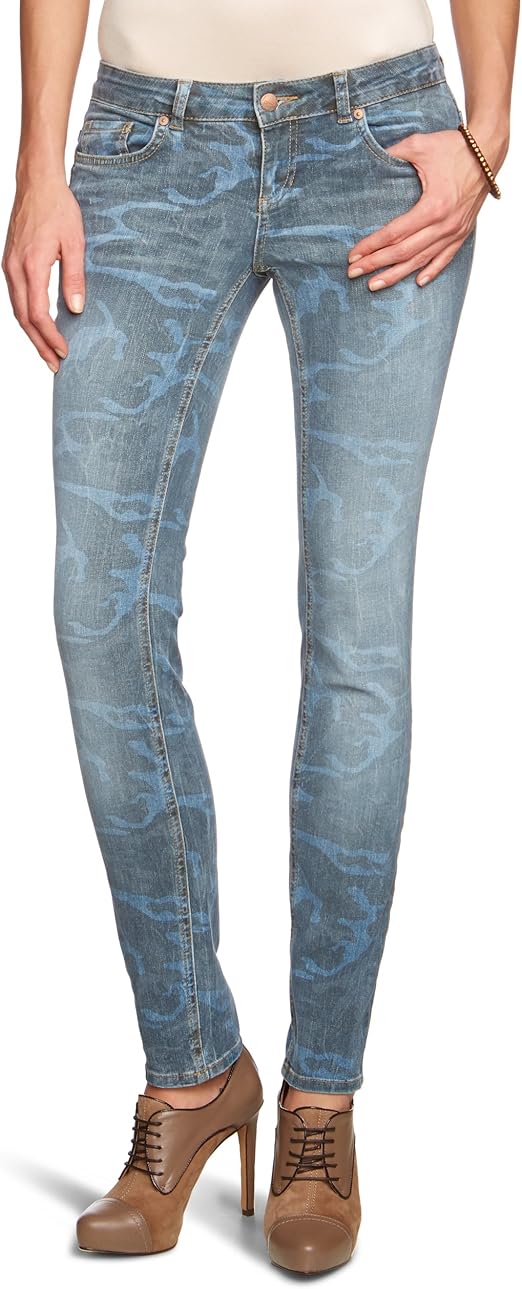 ONLY Damen Jeans Niedriger Bund 15075229 SKINNY LOW CORAL CAMOUFLAGE JEANS, Gr.26/32, Blau ...