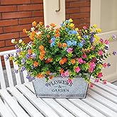 VDVST Fall Artificial Flowers for Outdoors, 12 Bundles UV Resistant Fall Flowers Outdoor, Not-Fading Plastic Faux Fall Flowers for Outdoor Planters for Home Garden Porch Yard Decor, Mixedcolor