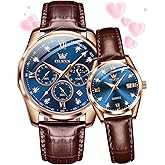OLEVS Mens Watches Leather Chronograph Luxury Fashion Dress Analog Quartz Wrist Watch Luminous Waterproof Moon Phase Date