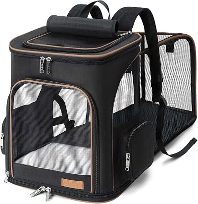 Lekesky Expandable Cat Carrier Backpack Portable Pet Carrier 20 lbs Black