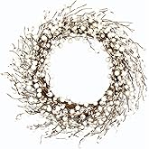 JINGHONG Winter Wreaths for Front Door 20 Inch Artificial Winter Wreath White Berry Wreath for Indoor Outdoor Window Wall Christmas and Winter Celebration