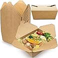 Take Out Food Containers,60 Pack 45oz Kraft Paper Take Out Boxes,Disposable Chinese To Go Containers for Restaurant Catering 